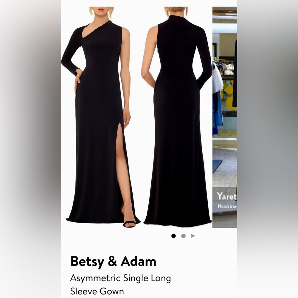 Stylish black gown.